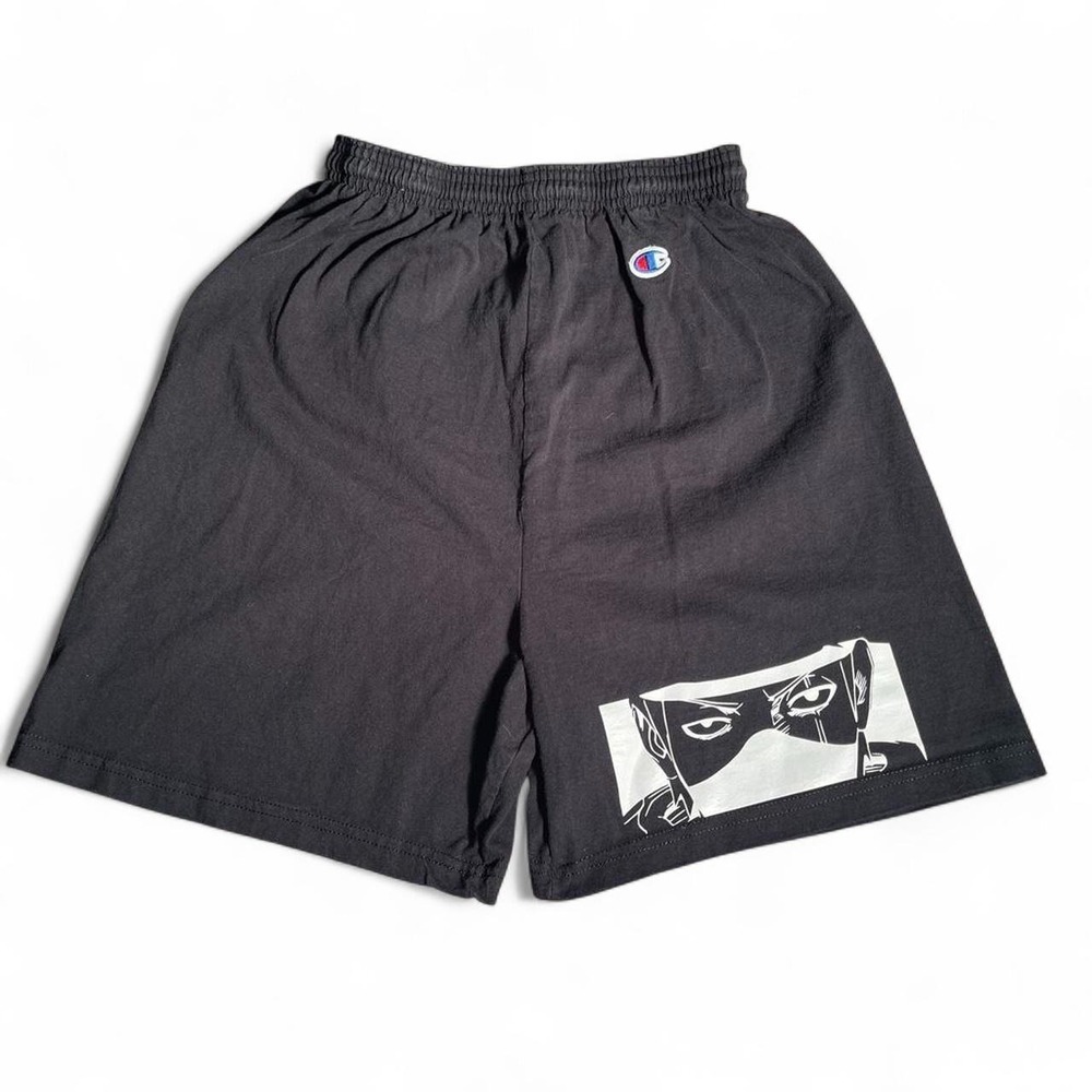 Champion boys Anime Graphic Jersey Shorts Black Elastic Waist Small